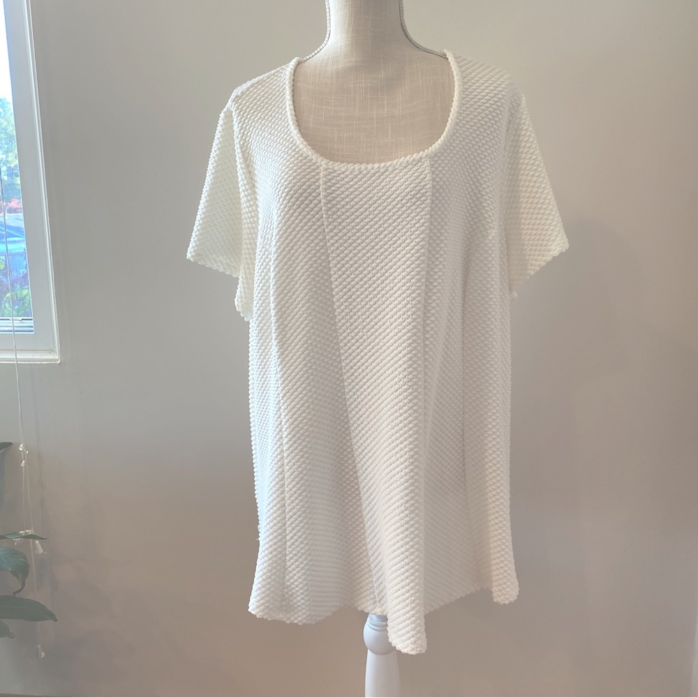 Shortsleeved flared bottom blouse